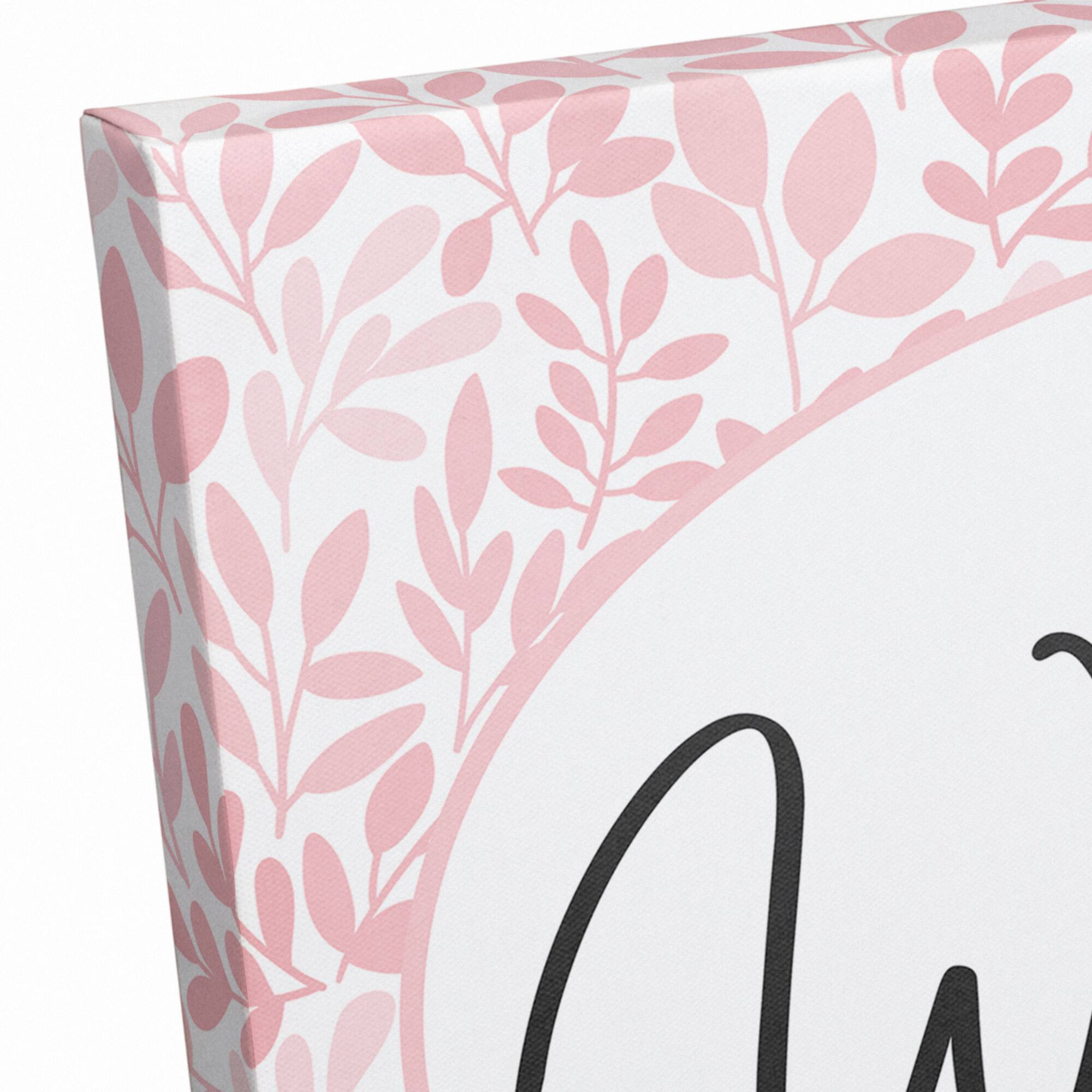 Welcome Pink Leaves Canvas Wall Art